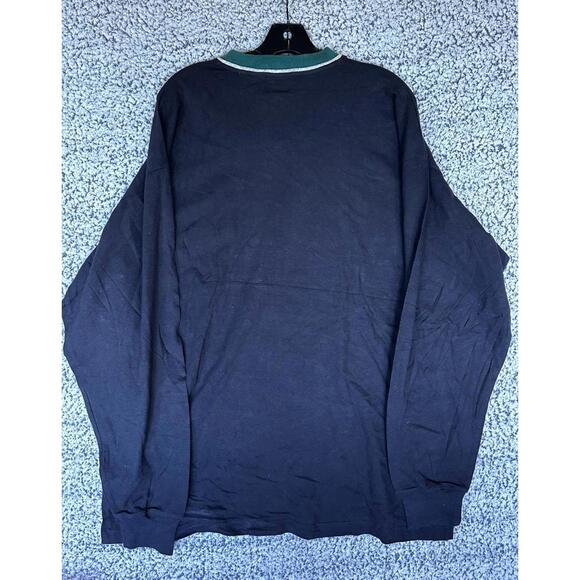 Vintage Guess Jeans V-Neck Long Sleeve Shirt Mens XL Black Green Trim NWT - Picture 2 of 5